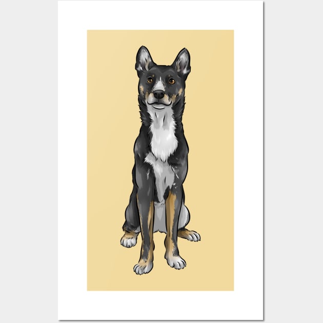 New Guinea Singing Dog | Black and Tan Wall Art by Shirin Illustration